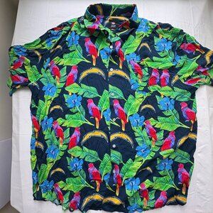 Los Angeles Chargers NFL Mens Floral Hawaiian Button Up Shirt XXL Fun Bright Fan